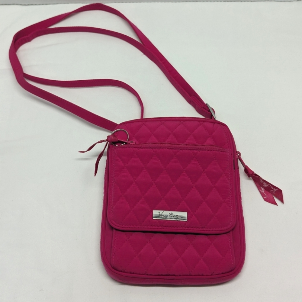 Vera Bradley Pink RFID Mini Hipster Quilted Microfiber Like New